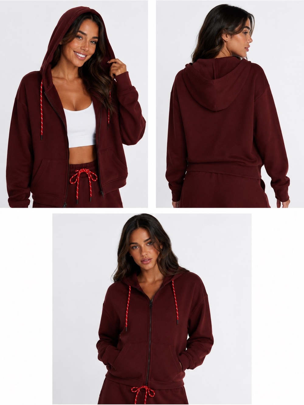 Women’s Plus Size Full Zip Fleece Hoodie 2X XXL Oversized Rich Cognac Brown - Picture 12 of 15